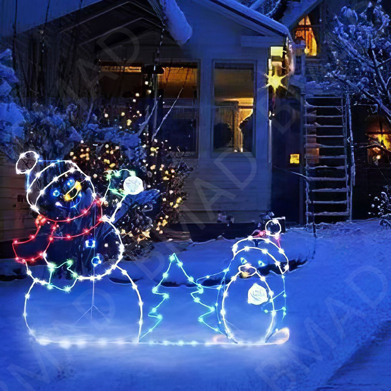 Xmas Outdoor Lighting Decorations - Animated Snowball Light LED Glowing Glitter