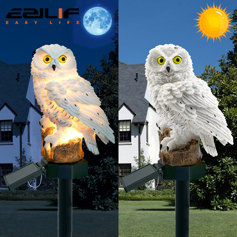 Outdoor Lighting Traditional - Solar light owl animal sculpture solar