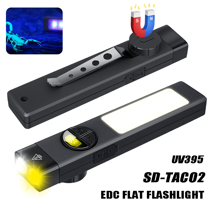 Outdoor Lighting Black - COB+LED Multifunctional Flashlight with 395UV Light