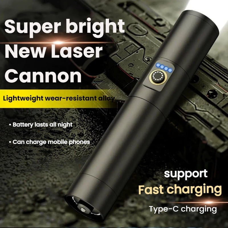 Outdoor Lighting Lumen - Strong Light LED Flashlight Type-C Charging