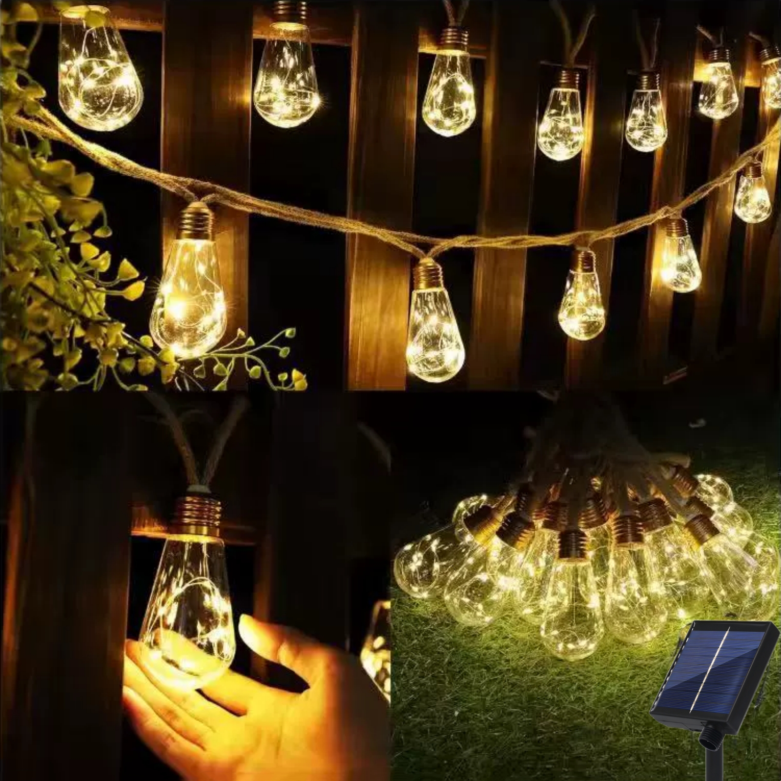 Outdoor Lighting On Fence - 16/10 Bulbs Solar Outdoor String Lights