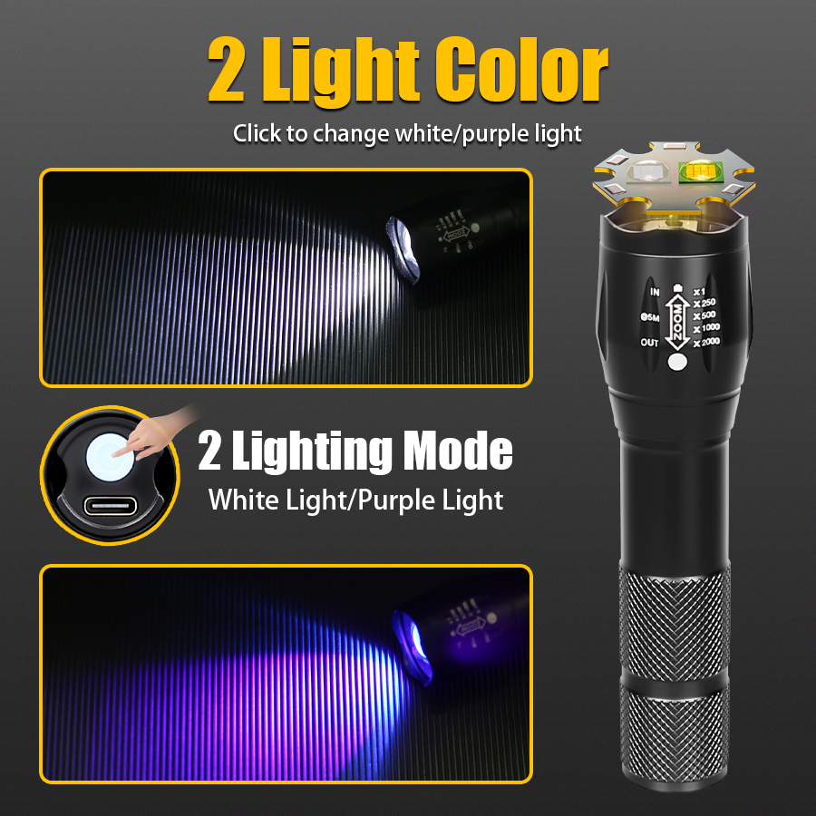 Outdoor Lighting Black - F5 USB Rechargeable Flashlight with Dual