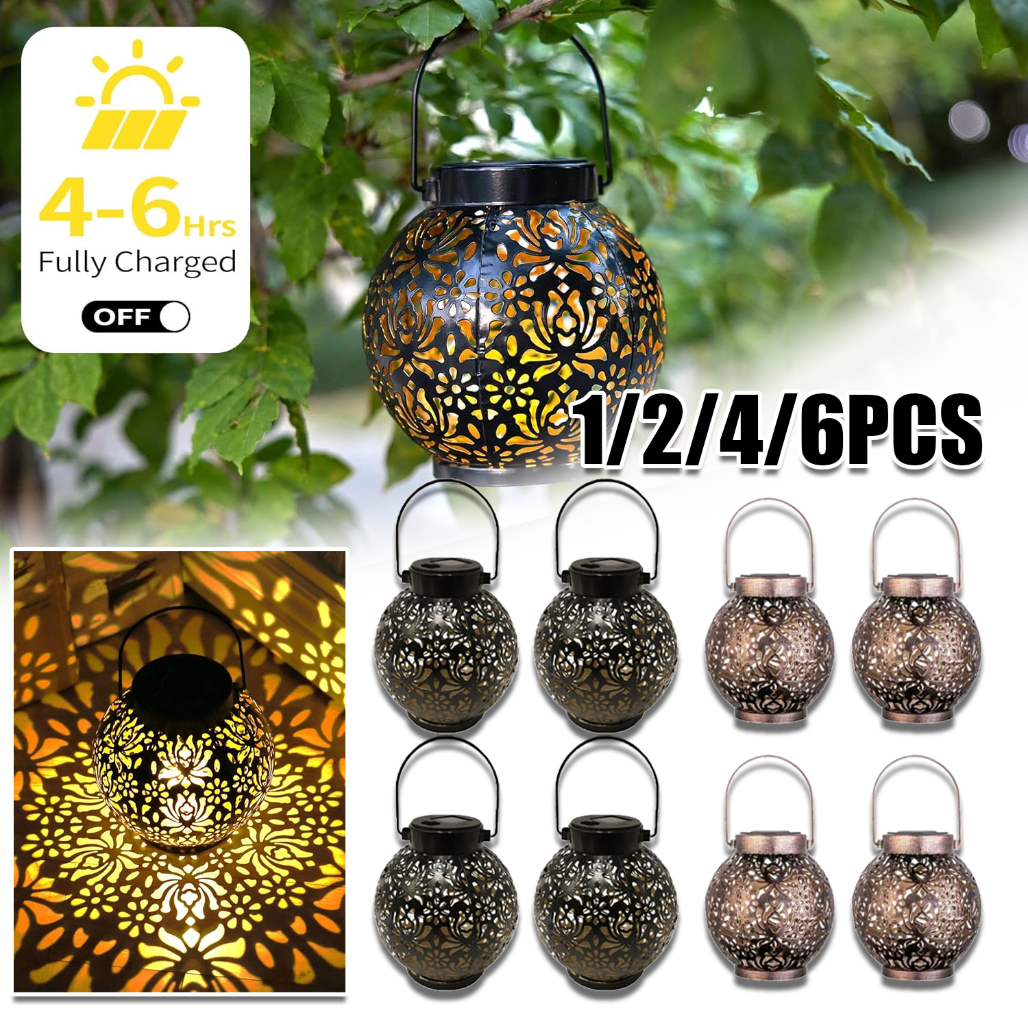 Outdoor Lighting Traditional - 1-6PCS Moroccan Solar Lanterns Outdoor Waterproof