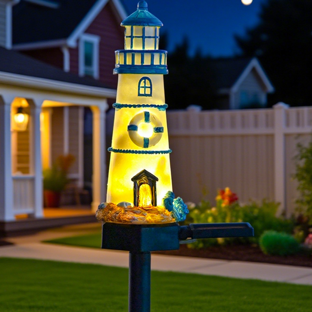 Xmas Outdoor Lighting Decorations - Solar Lighthouse Lights Waterproof LED Outdoor