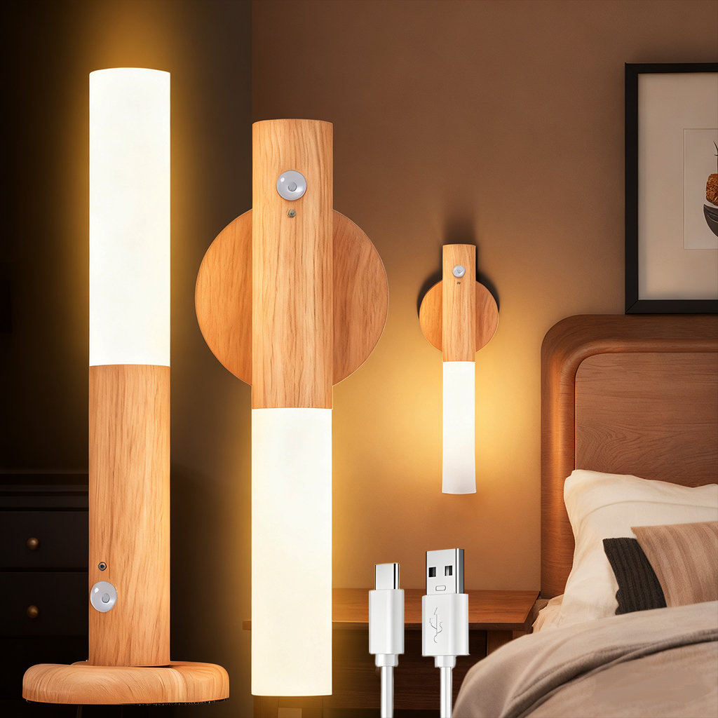 Solar Wall Sconce - Portable LED Sensor Night Light Usb