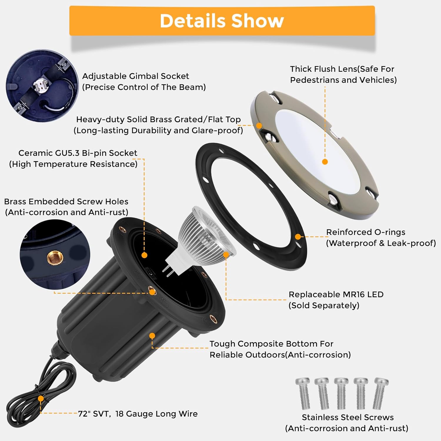 12V Wired Waterproof In Ground - Outdoor Lighting Ground Fixtures reseña y precio