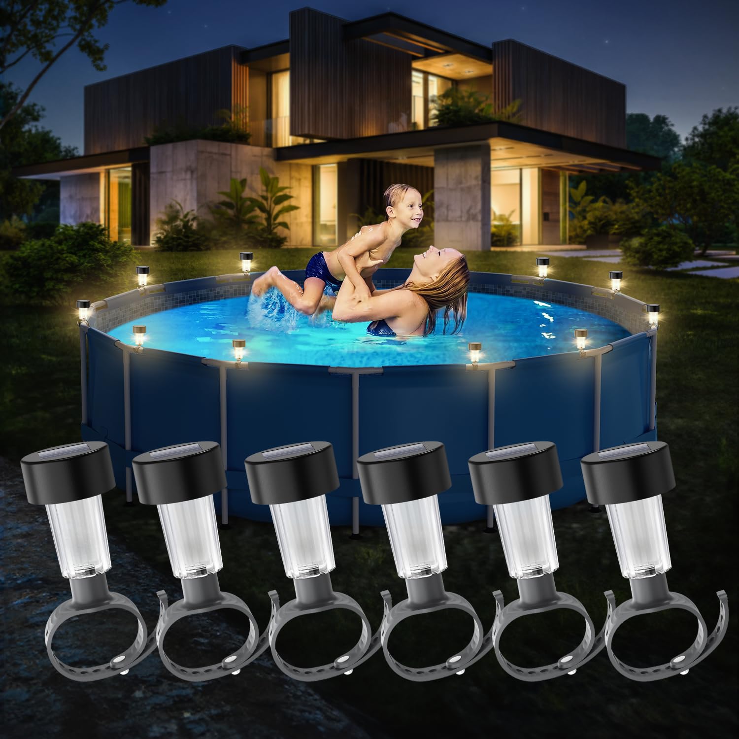 6 packages Solar Pool Light Fr - Outdoor Lighting On Fence reseña y precio