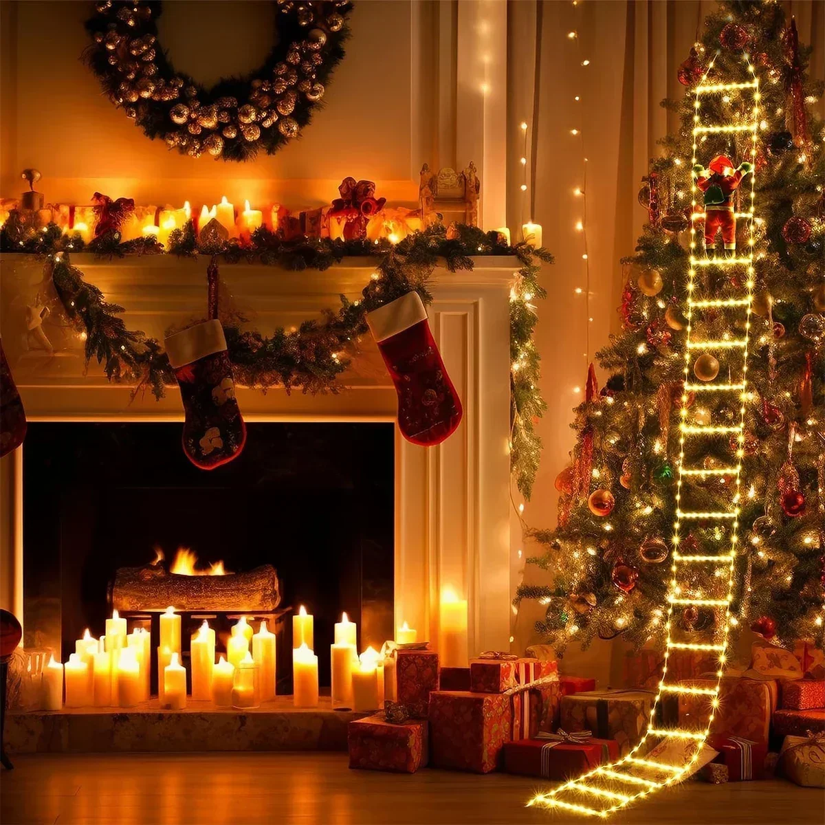 LED Ladder Light for Santa Cla - Xmas Outdoor Lighting Decorations reseña y precio