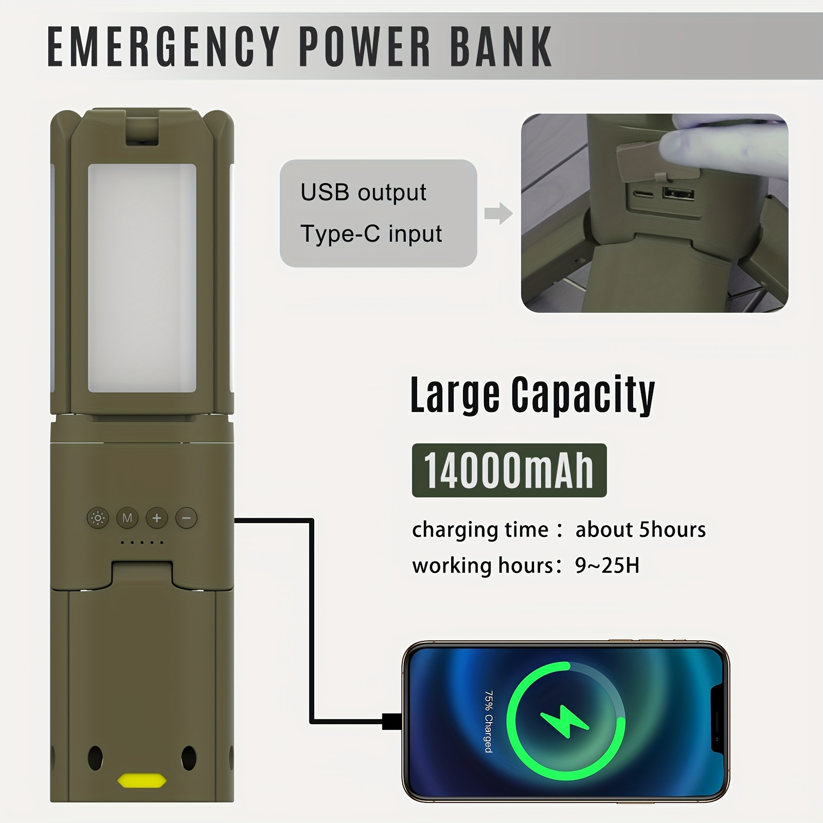 Camping Lantern, 14000mAh Rech - Outdoor Lighting Lumen reseña y precio