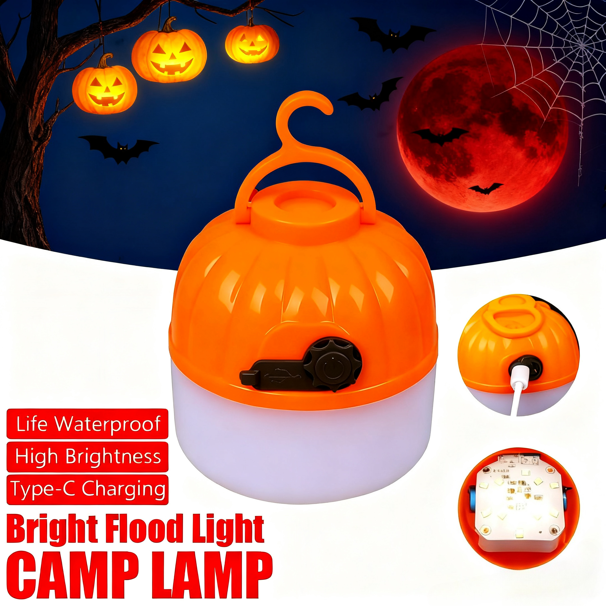Mini Portable Halloween Pumpki - Outdoor Lighting Battery reseña y precio