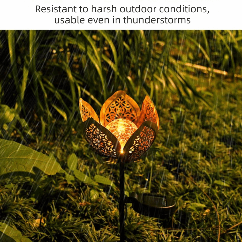 Lotus Shaped Solar Powered Lam - Outdoor Lighting Ground Fixtures reseña y precio