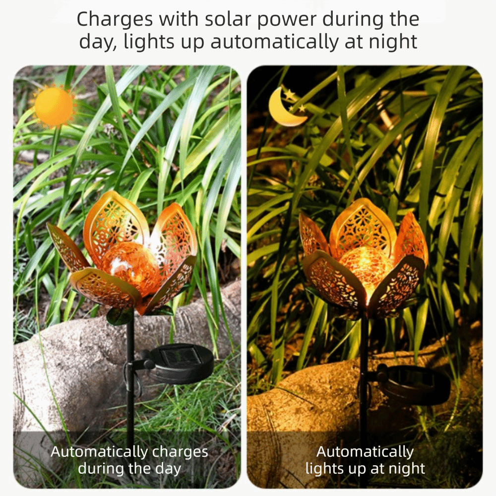 Lotus Shaped Solar Powered Lam - Outdoor Lighting Ground Fixtures reseña y precio