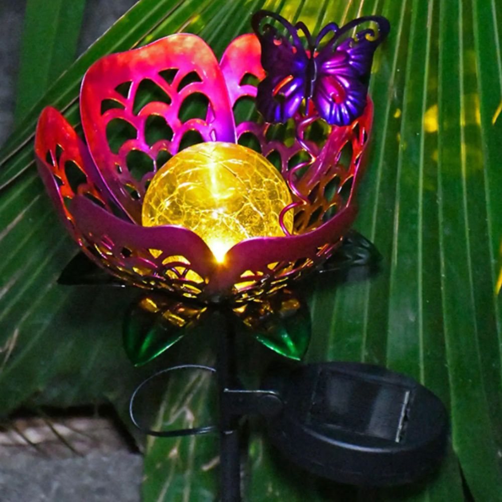 Lotus Shaped Solar Powered Lam - Outdoor Lighting Ground Fixtures reseña y precio