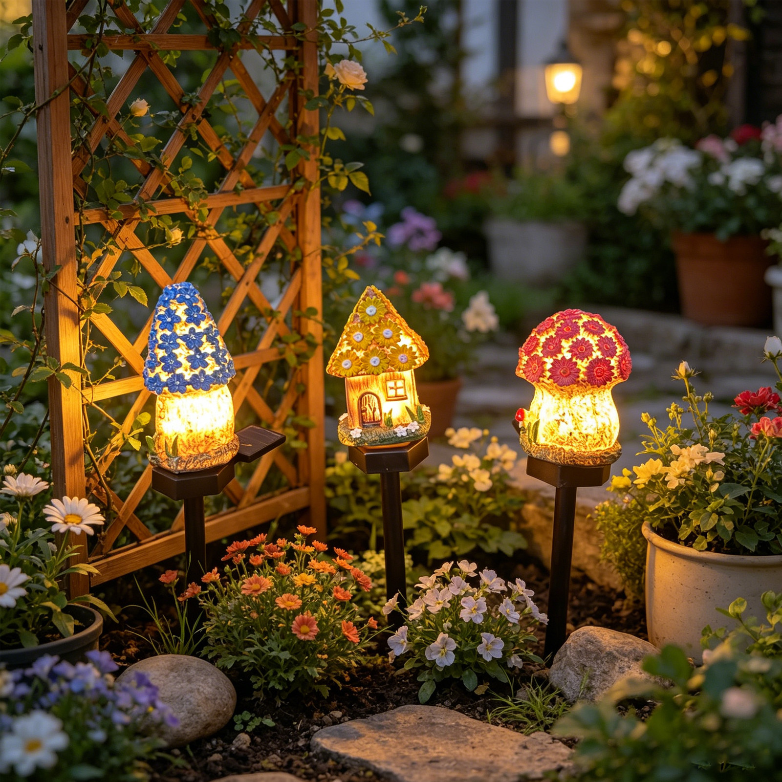 15.9in Cute Resin Mushroom Hou - Outdoor Lighting Traditional reseña y precio