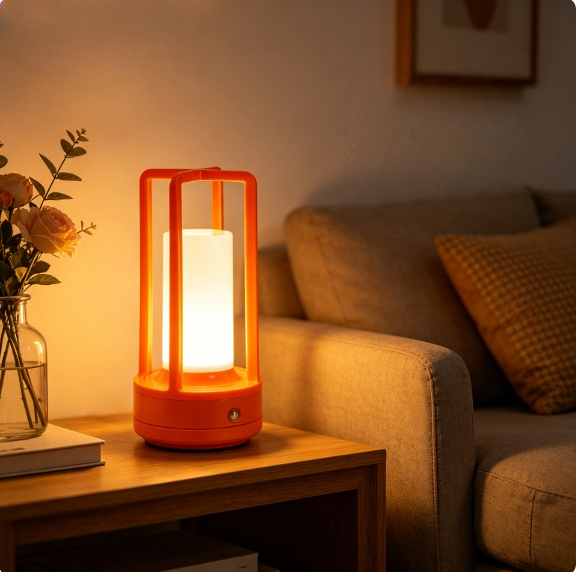 Modern Orange Cage Table Lamp  - Outdoor Lighting Battery reseña y precio