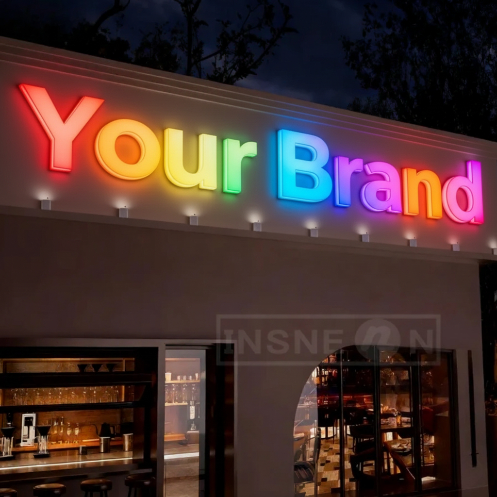 Custom RGB Led Metal Sign Busi - Outdoor Lighting Logo reseña y precio