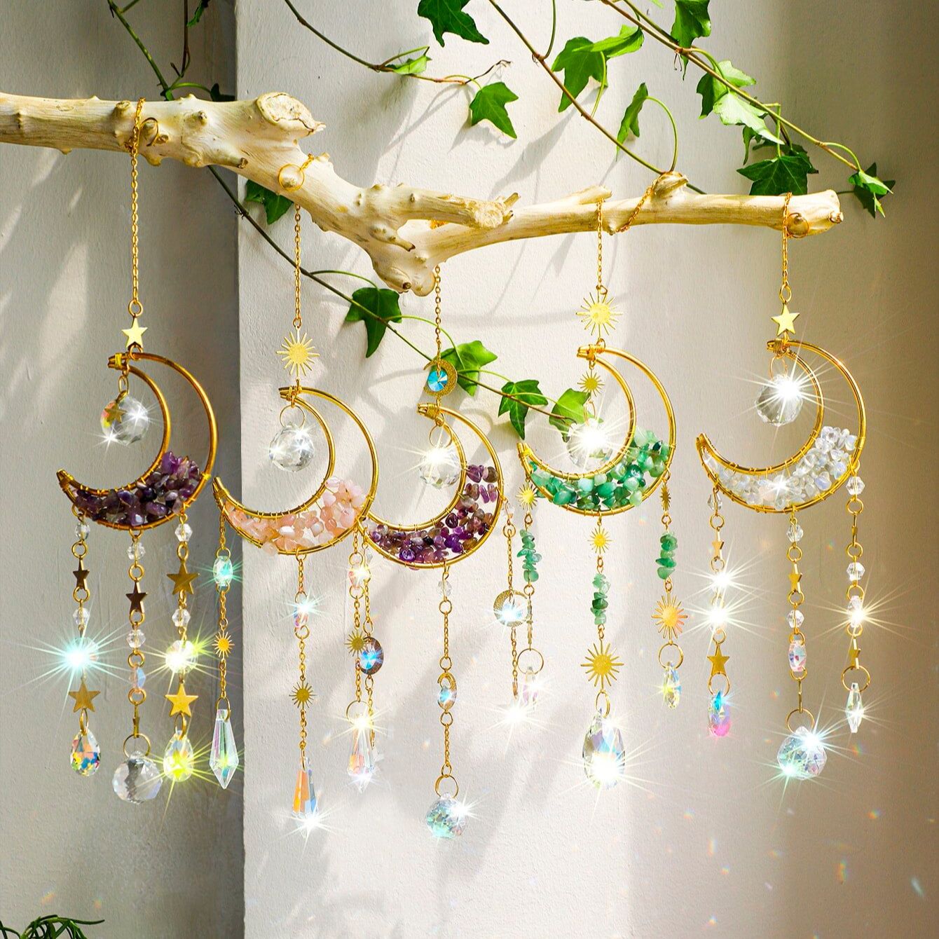 Crystal  Suncatcher Moon Ameth - Xmas Outdoor Lighting Decorations reseña y precio