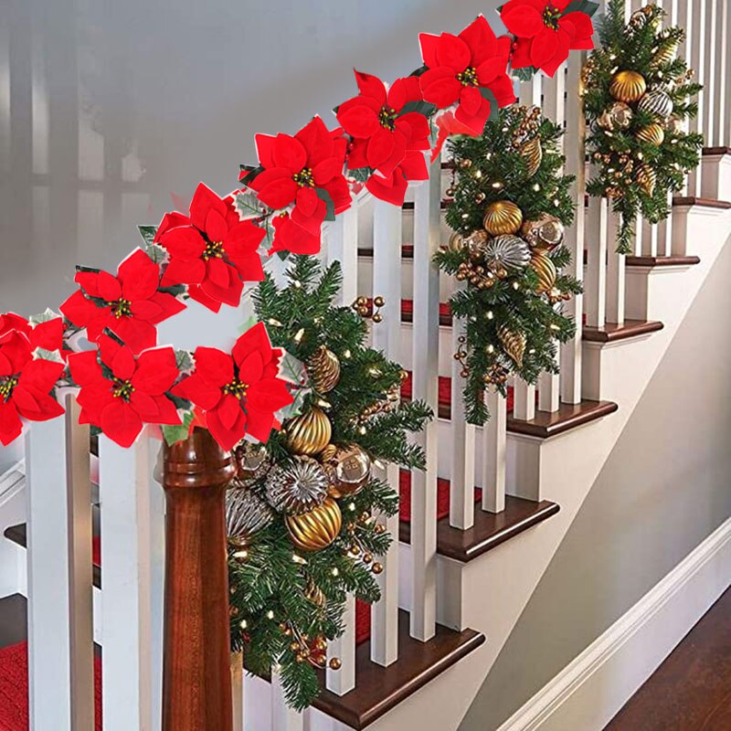 2/3m Christmas Poinsettia Flow - Xmas Outdoor Lighting Decorations reseña y precio