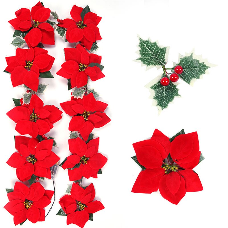 2/3m Christmas Poinsettia Flow - Xmas Outdoor Lighting Decorations reseña y precio