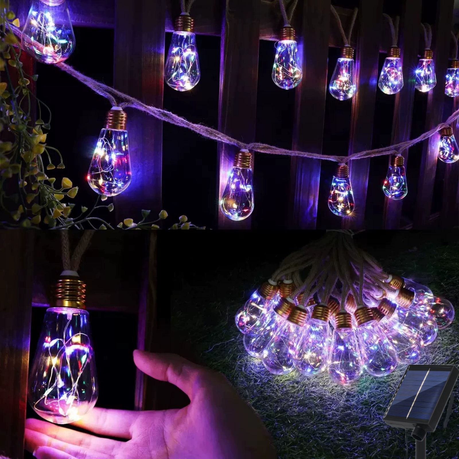 16/10 Bulbs Solar Outdoor Stri - Outdoor Lighting On Fence reseña y precio