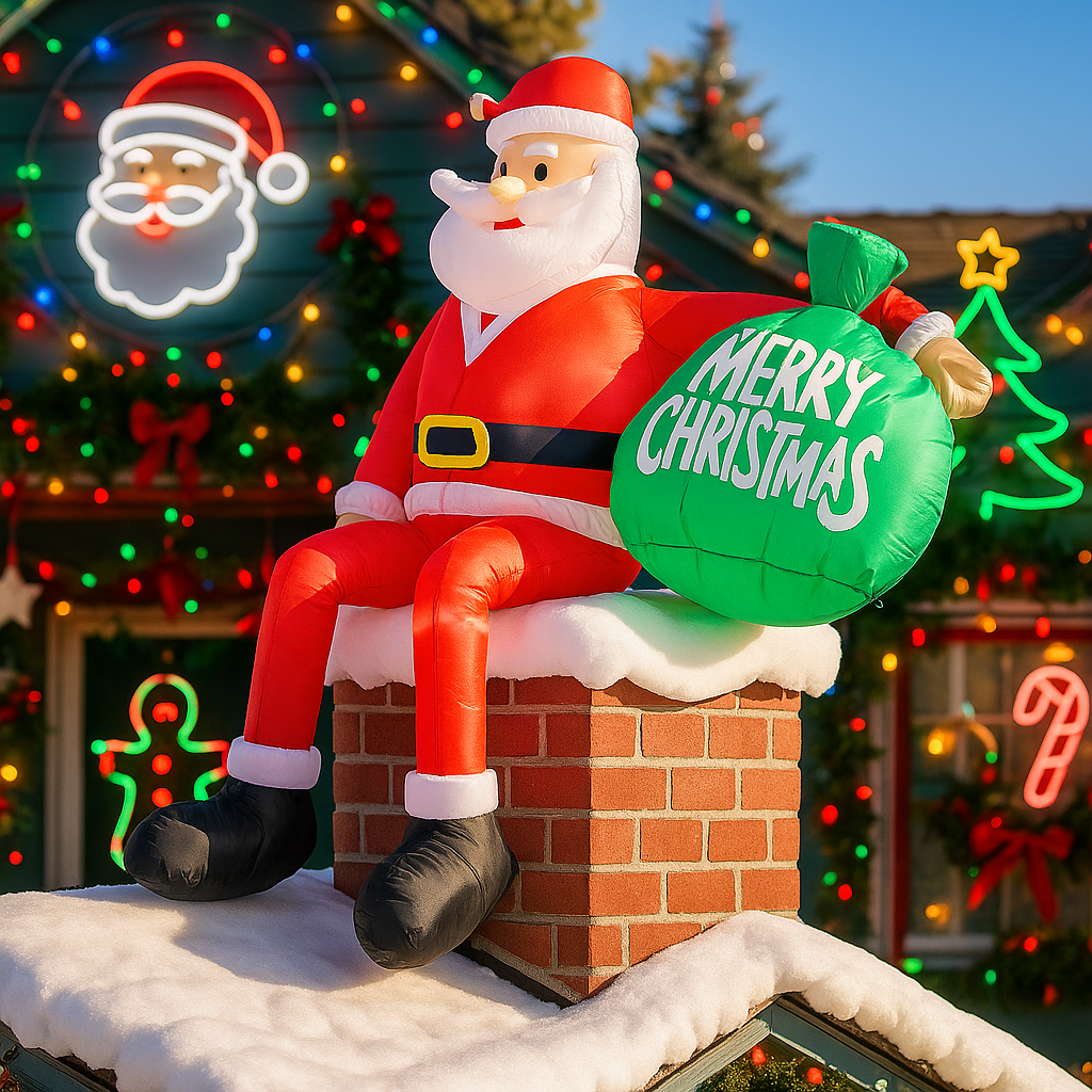 2.4M/7.8FT Inflatable Santa Cl - Xmas Outdoor Lighting Decorations reseña y precio