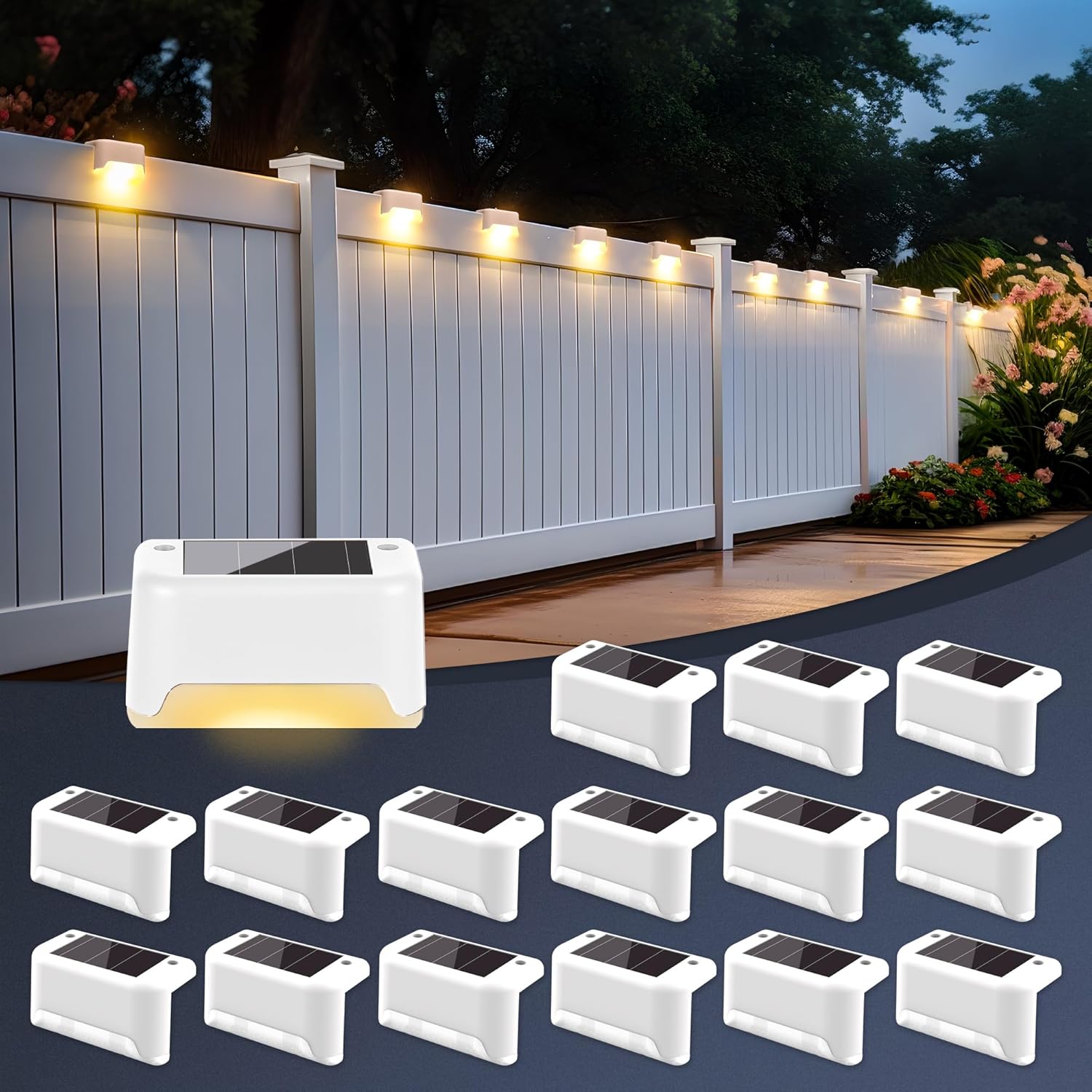 16 Pack Solar Step Lights for  - Outdoor Lighting On Fence reseña y precio