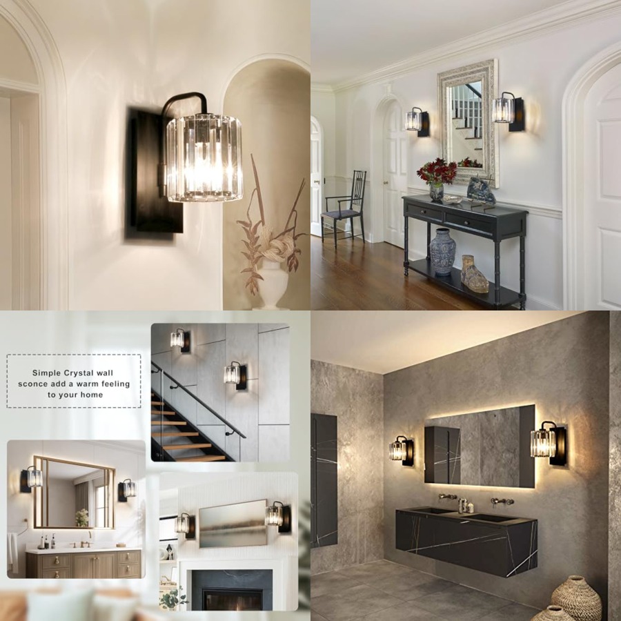Crystal Wall Sconces, Black Sc - Solar Wall Sconce reseña y precio