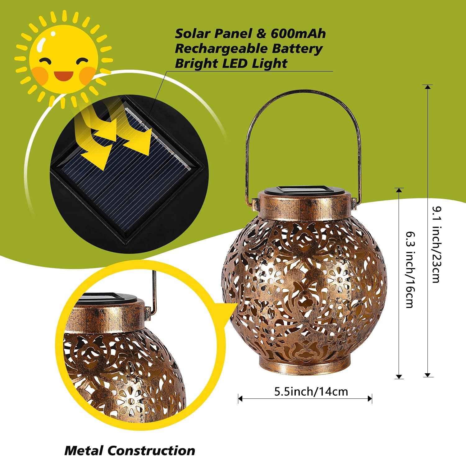 1-6PCS Moroccan Solar Lanterns - Outdoor Lighting Traditional reseña y precio