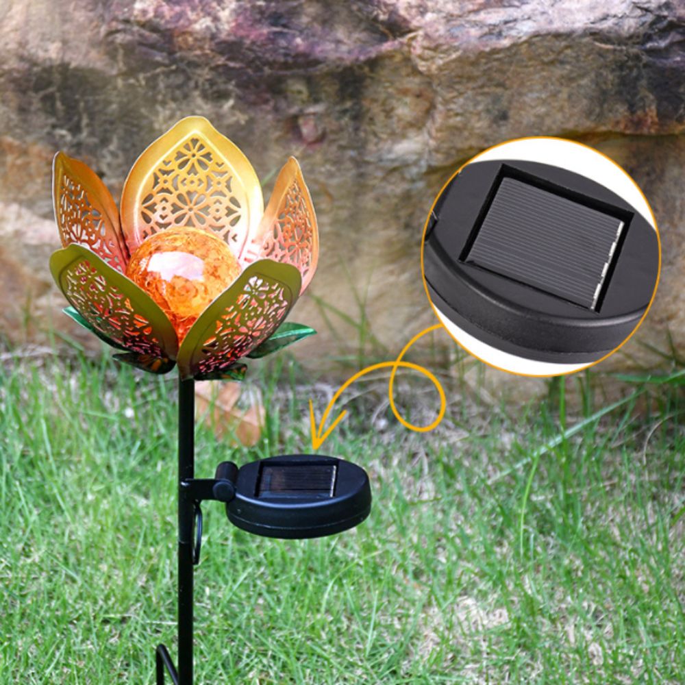 Lotus Shaped Solar Powered Lam - Outdoor Lighting Ground Fixtures reseña y precio