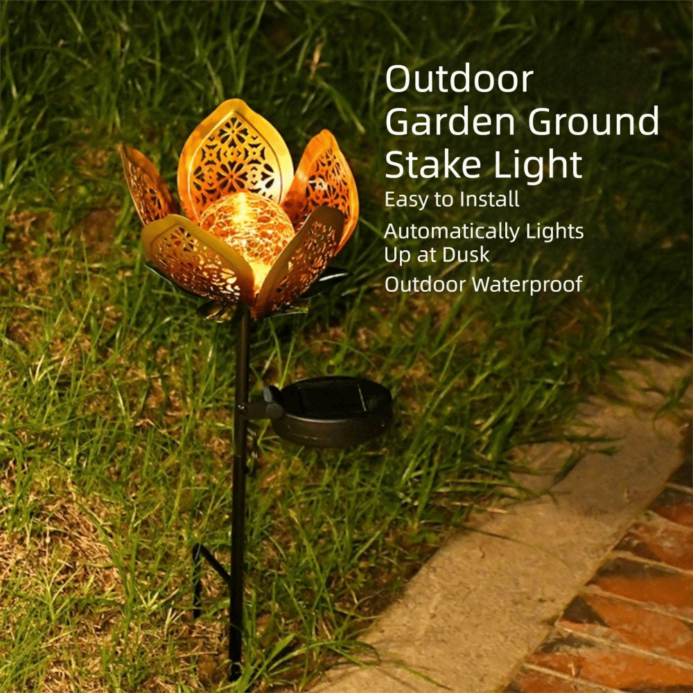 Lotus Shaped Solar Powered Lam - Outdoor Lighting Ground Fixtures reseña y precio