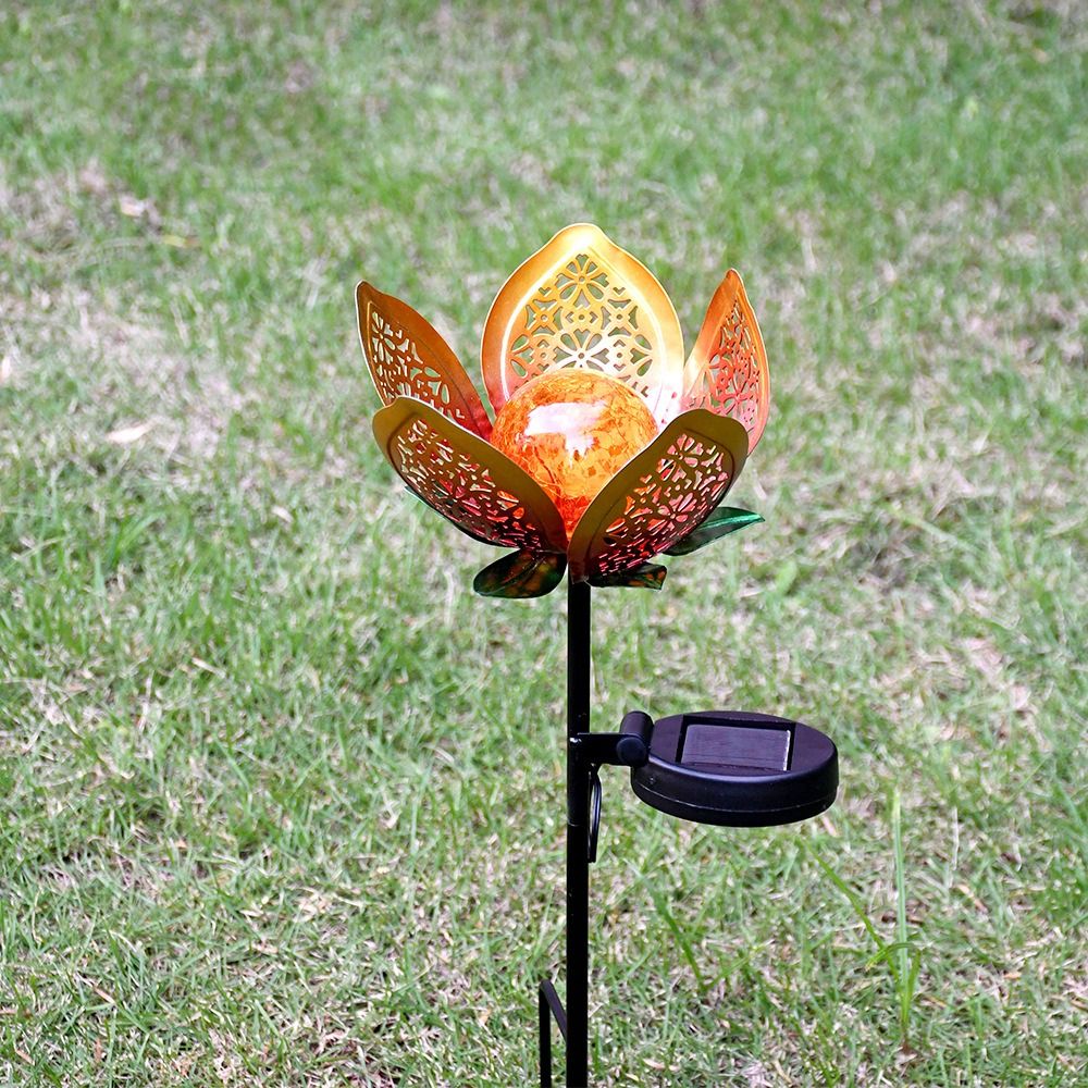 Lotus Shaped Solar Powered Lam - Outdoor Lighting Ground Fixtures reseña y precio