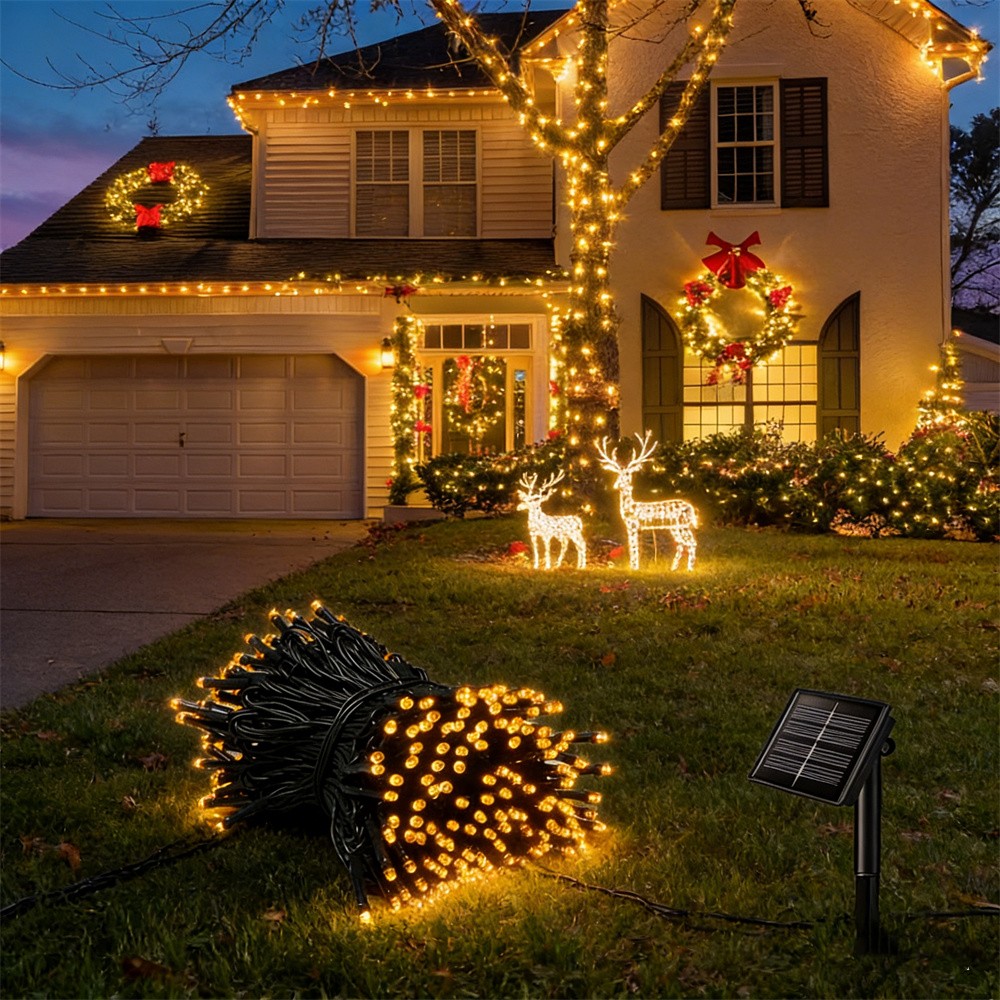 Solar String Light Fairy Outdo - Xmas Outdoor Lighting Decorations reseña y precio