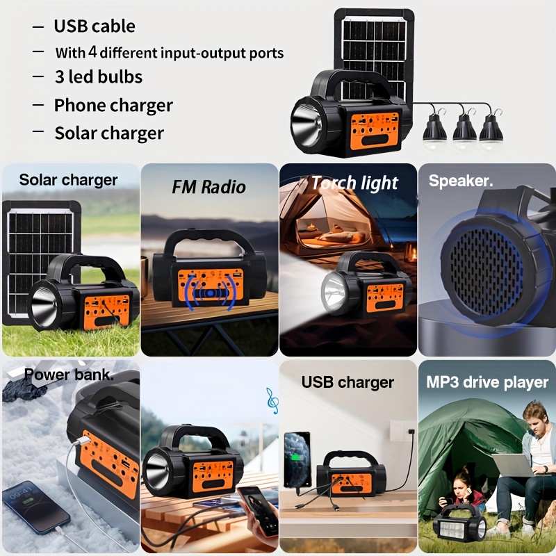 Solar Rechargeable Camping Lig - Outdoor Lighting Battery reseña y precio