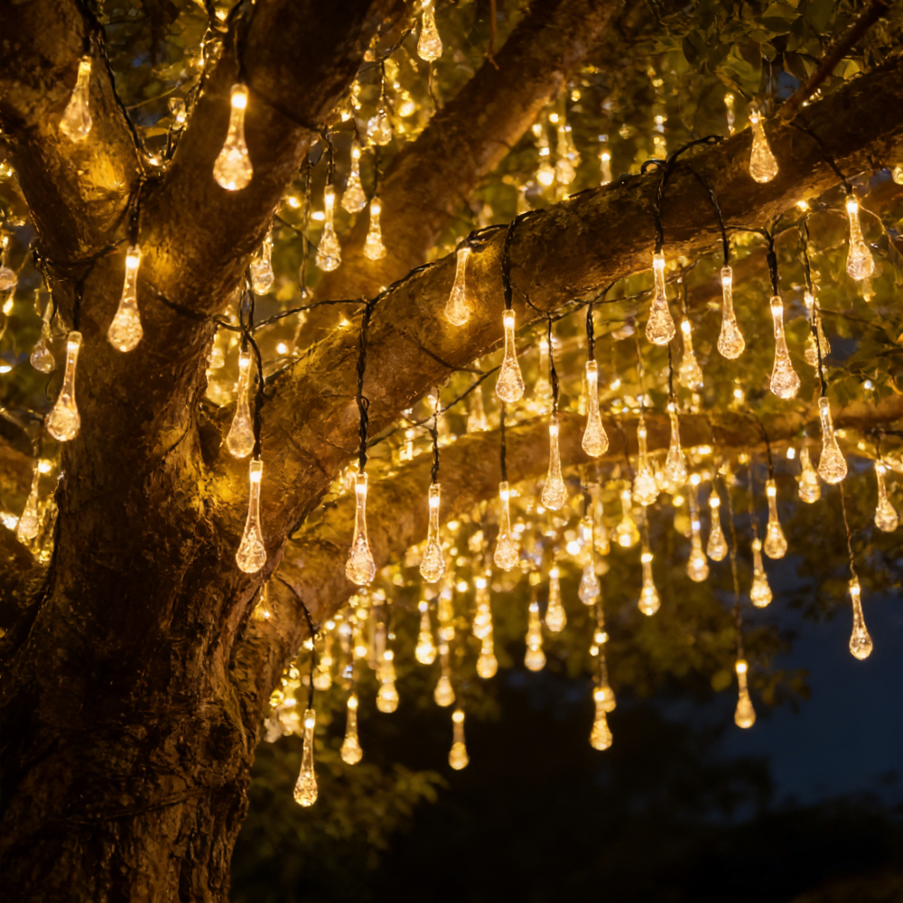 1pc Solar-Powered LED Teardrop - Solar Wall Sconce reseña y precio