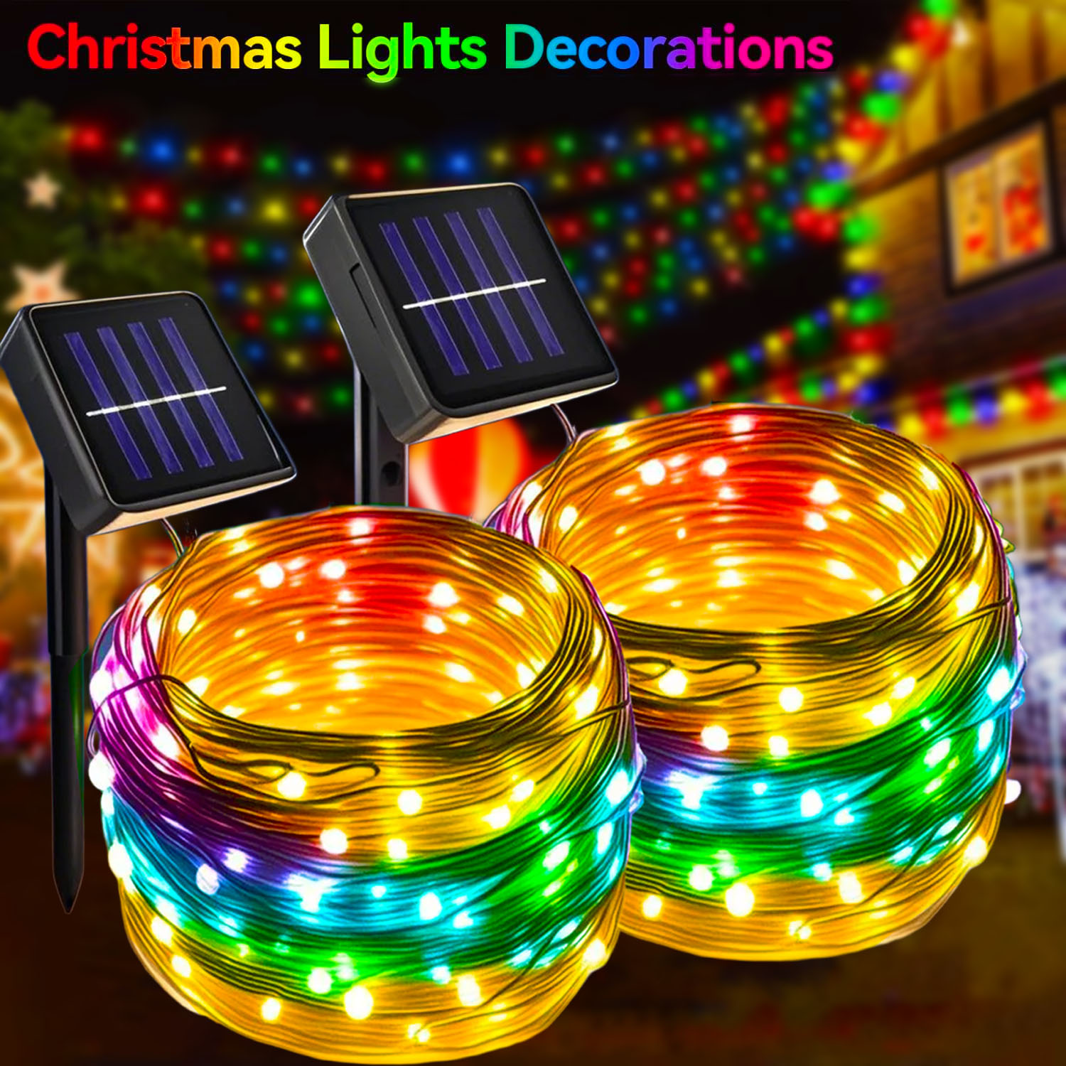 Christmas Outdoor Solar String - Xmas Outdoor Lighting Decorations reseña y precio