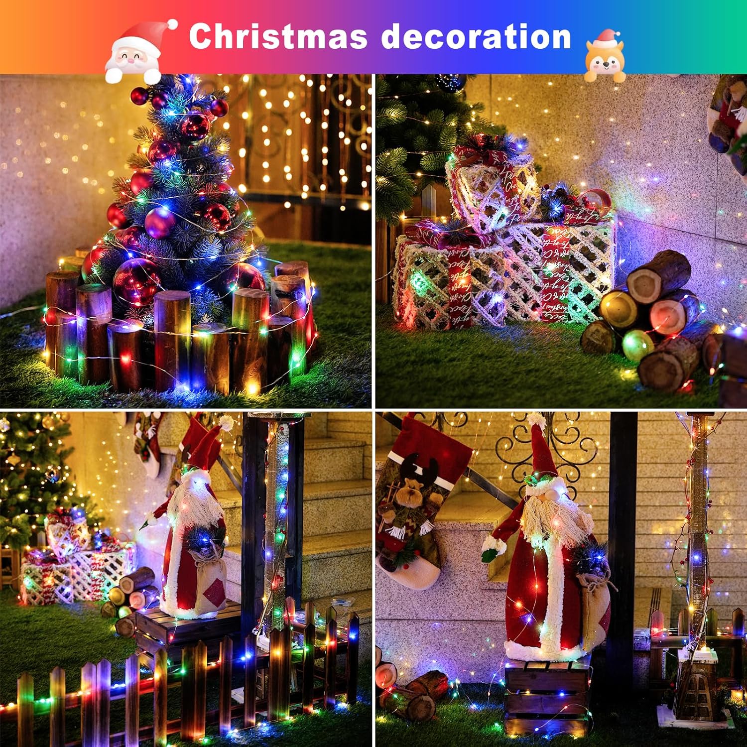 Christmas Outdoor Solar String - Xmas Outdoor Lighting Decorations reseña y precio