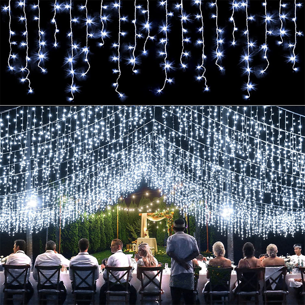 4M LED Curtain Icicle String l - Xmas Outdoor Lighting Decorations reseña y precio