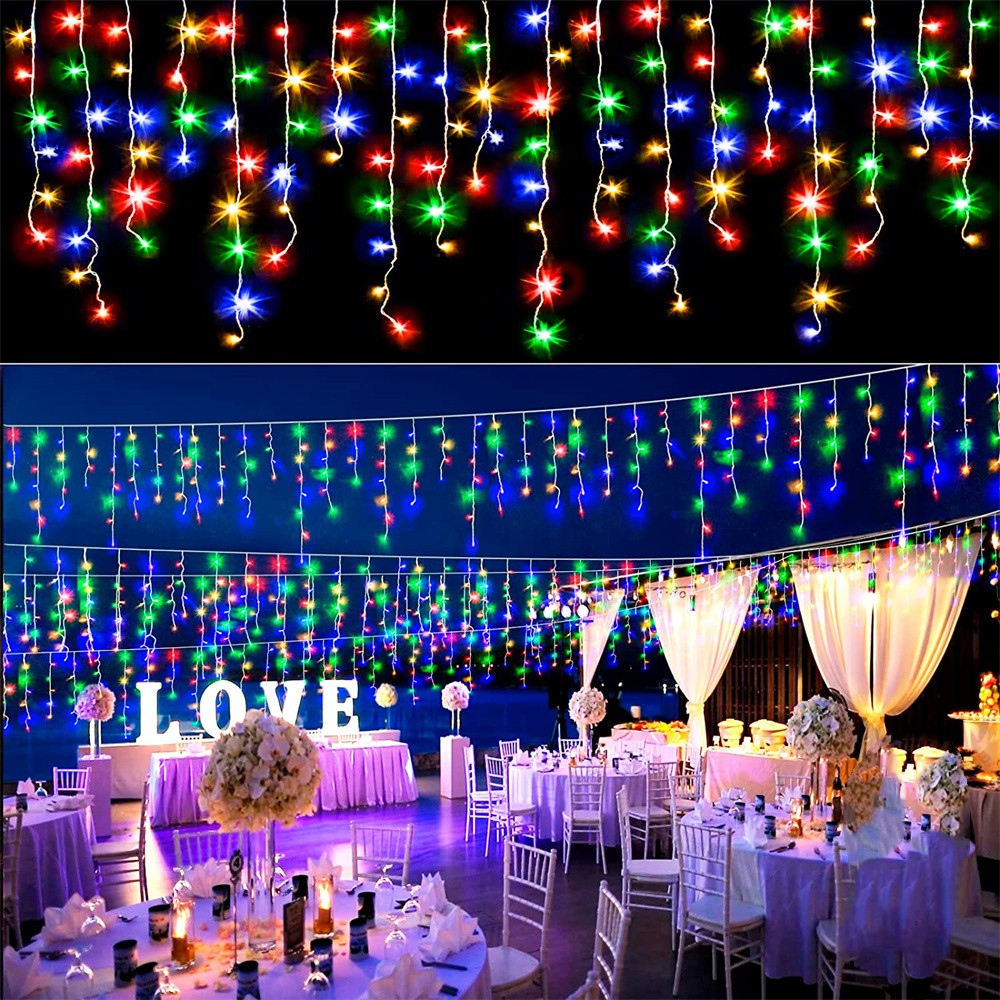 4M LED Curtain Icicle String l - Xmas Outdoor Lighting Decorations reseña y precio