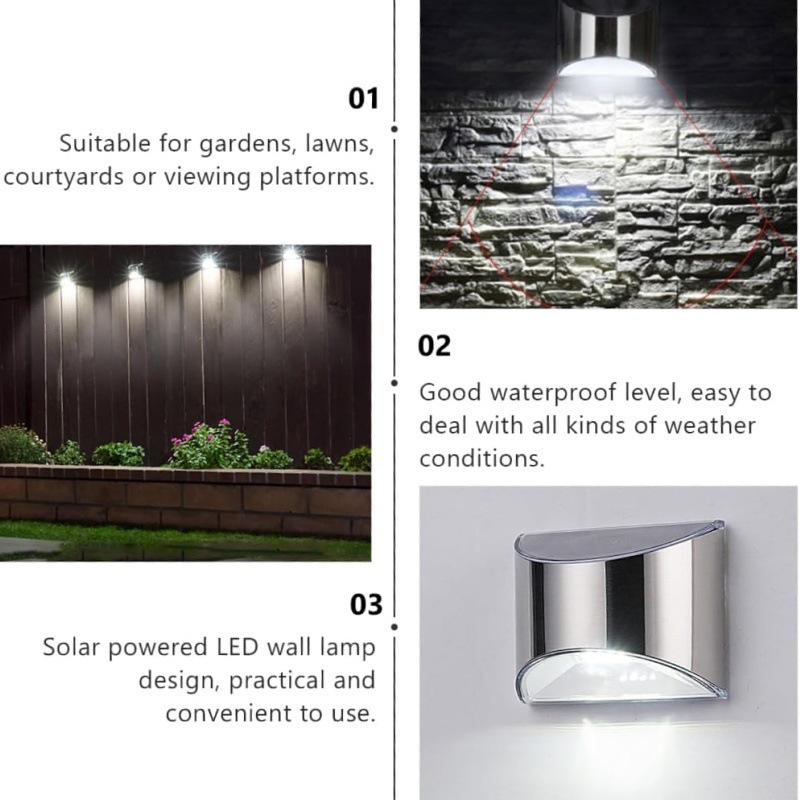 2Pcs Solar Garden Light Stainl - Solar Wall Sconce reseña y precio