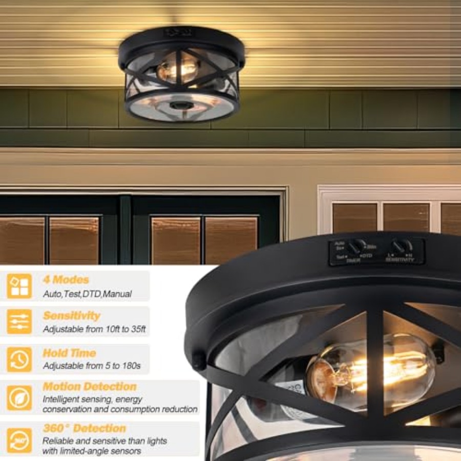 Motion Sensor Outdoor Ceiling  - Outdoor Lighting Black reseña y precio