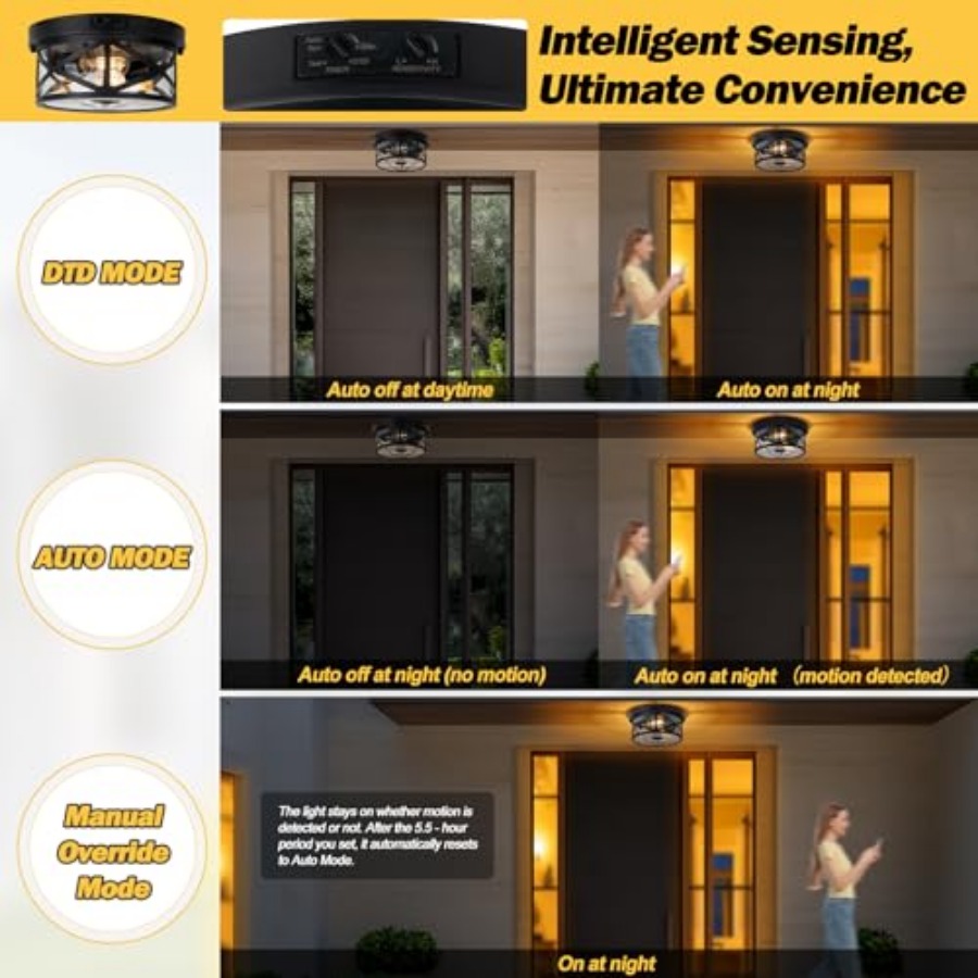 Motion Sensor Outdoor Ceiling  - Outdoor Lighting Black reseña y precio