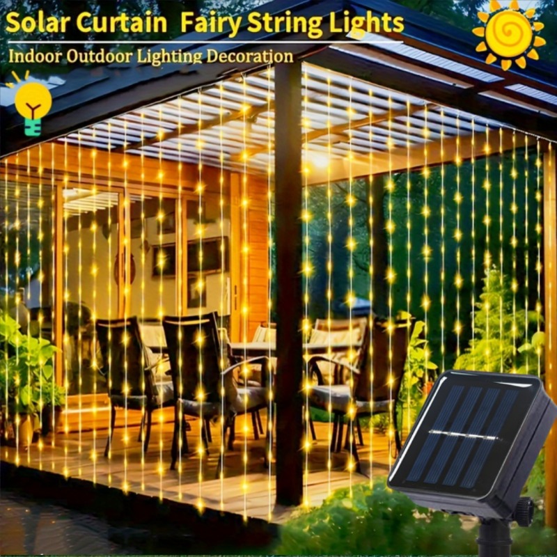 Solar Curtain Lights100/200/30 - Outdoor Lighting On Fence reseña y precio