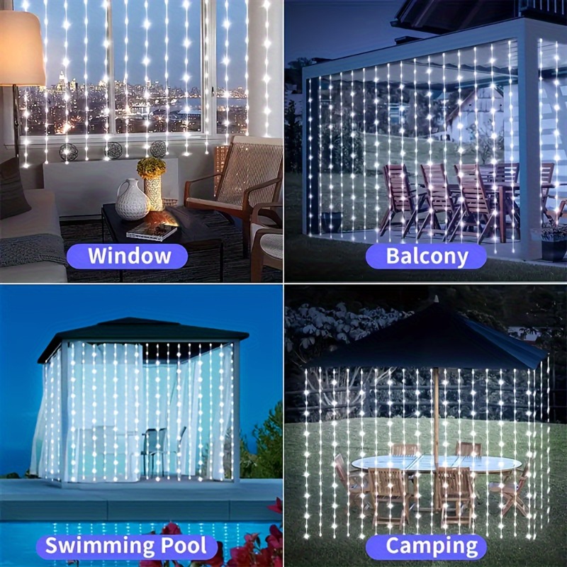 Solar Curtain Lights100/200/30 - Outdoor Lighting On Fence reseña y precio