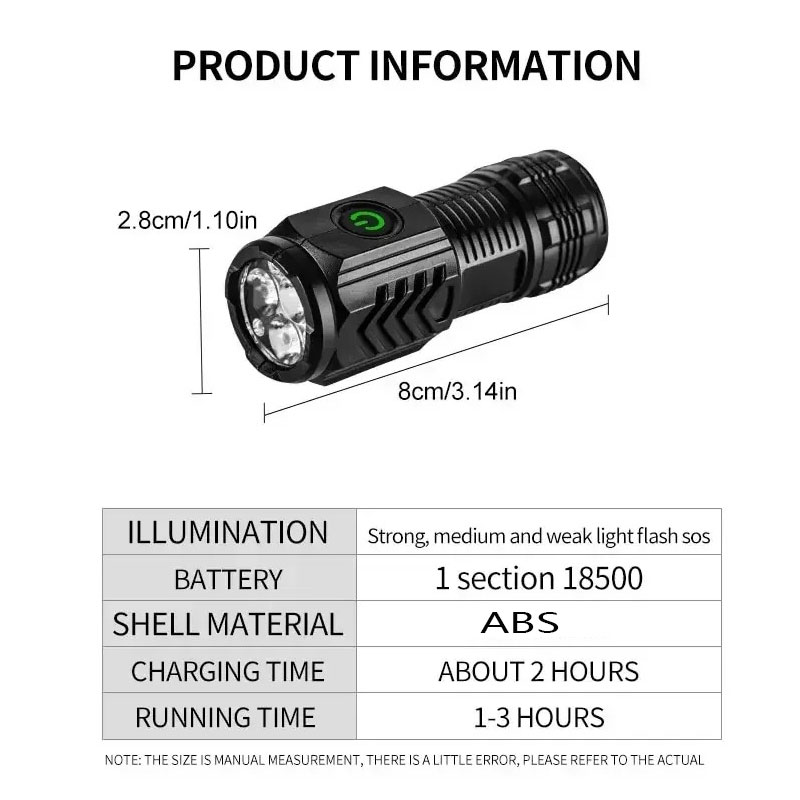 Mini 3LED Flashlight With Pen  - Outdoor Lighting Black reseña y precio