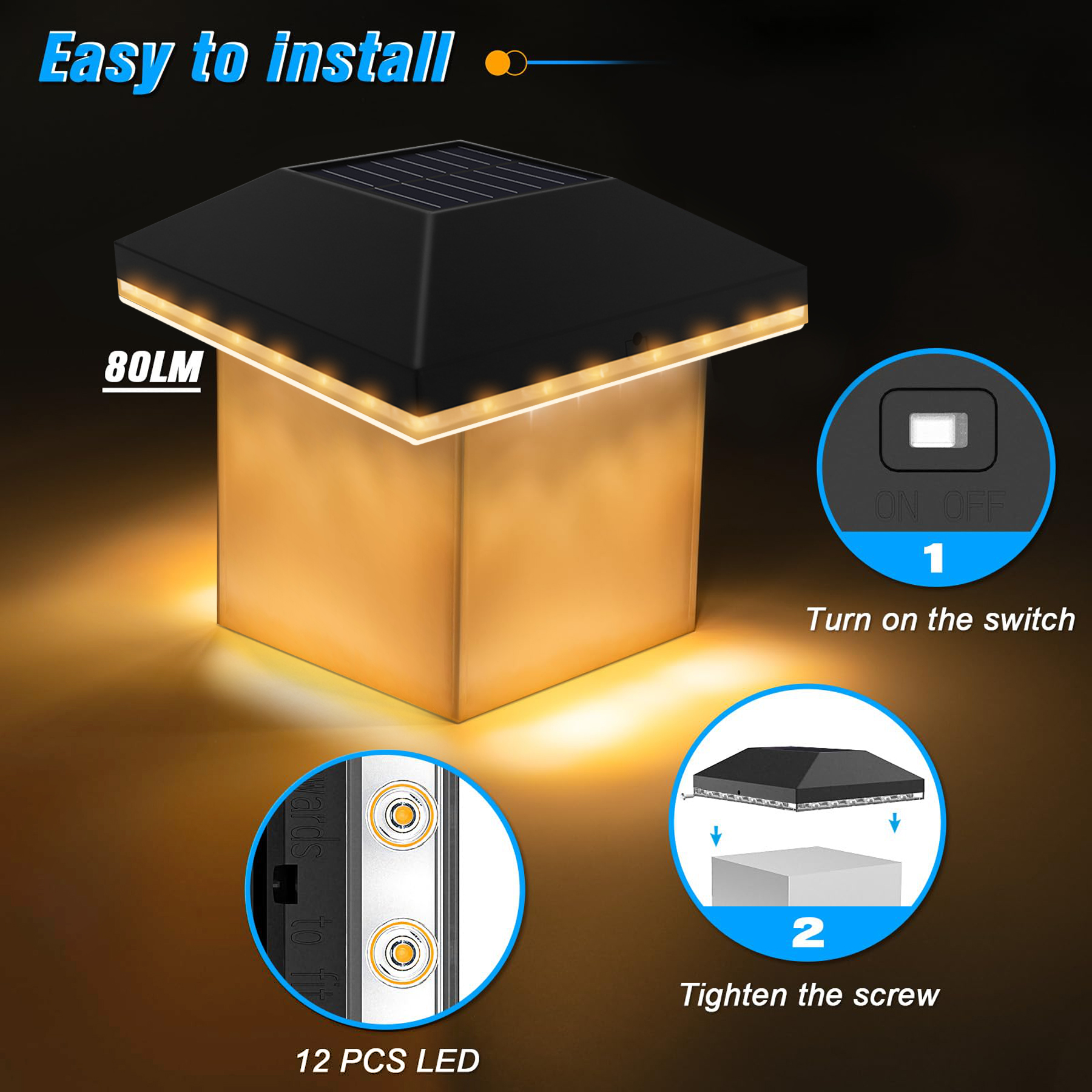 2Pack 24LEDSolar Post Cap Ligh - Outdoor Lighting On Fence reseña y precio
