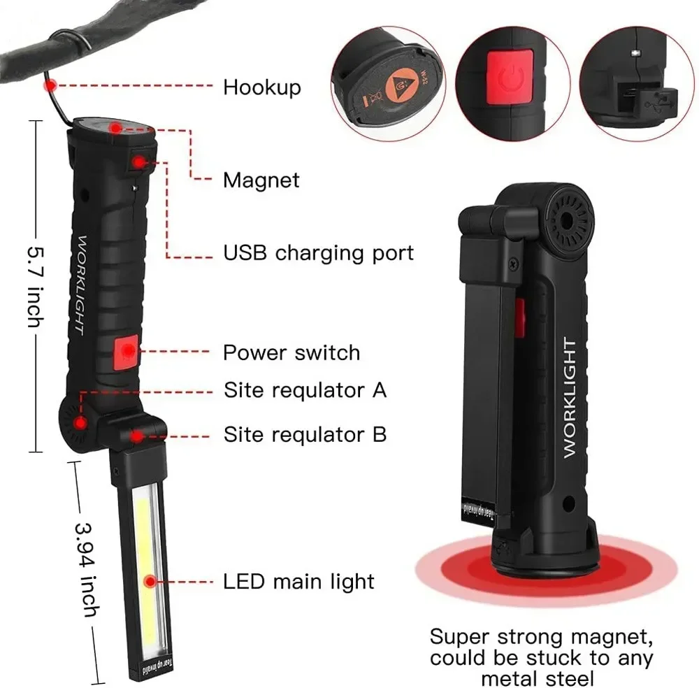 LED COB Flashlight USB Recharg - Outdoor Lighting Beacon reseña y precio