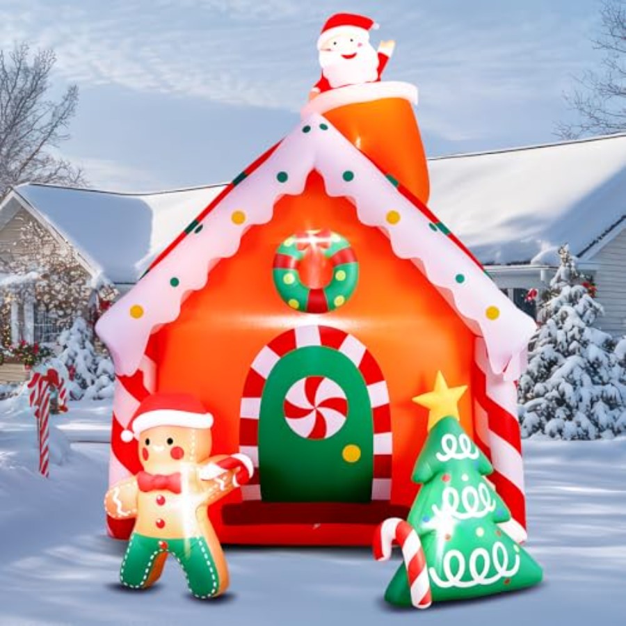 7.5 FT Tall Christmas Inflatab - Xmas Outdoor Lighting Decorations reseña y precio
