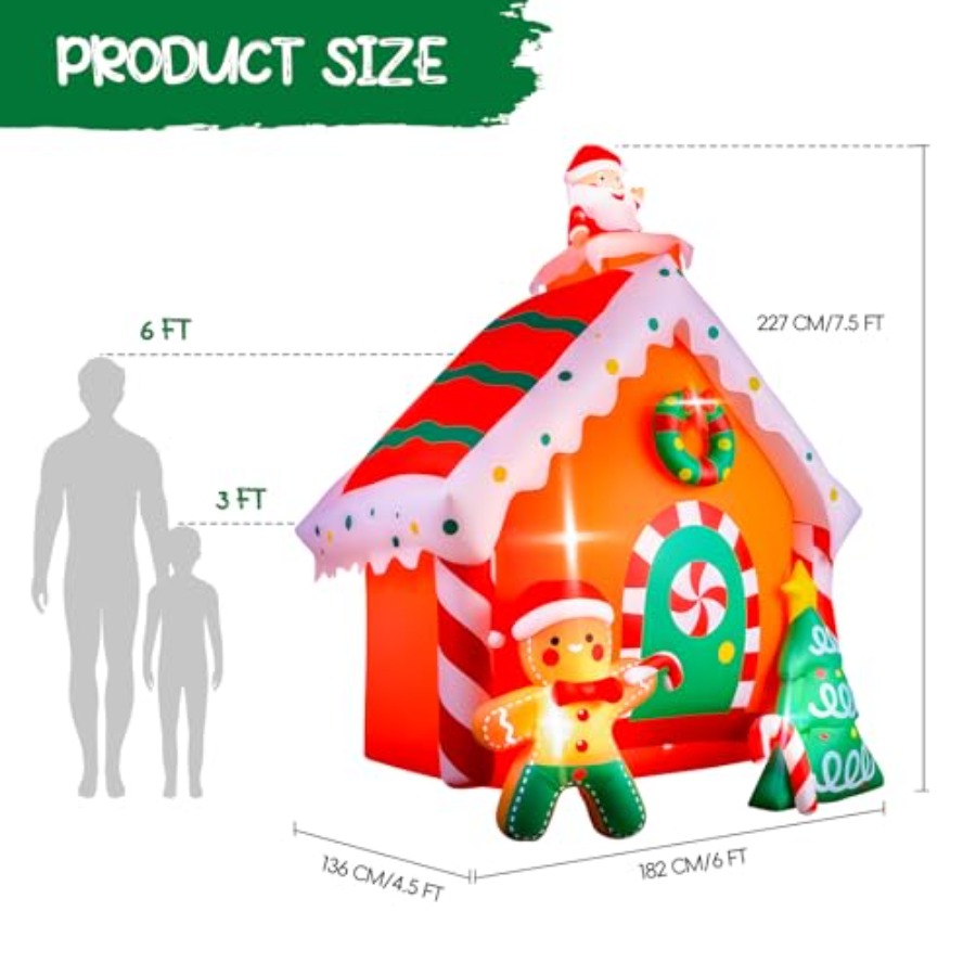7.5 FT Tall Christmas Inflatab - Xmas Outdoor Lighting Decorations reseña y precio