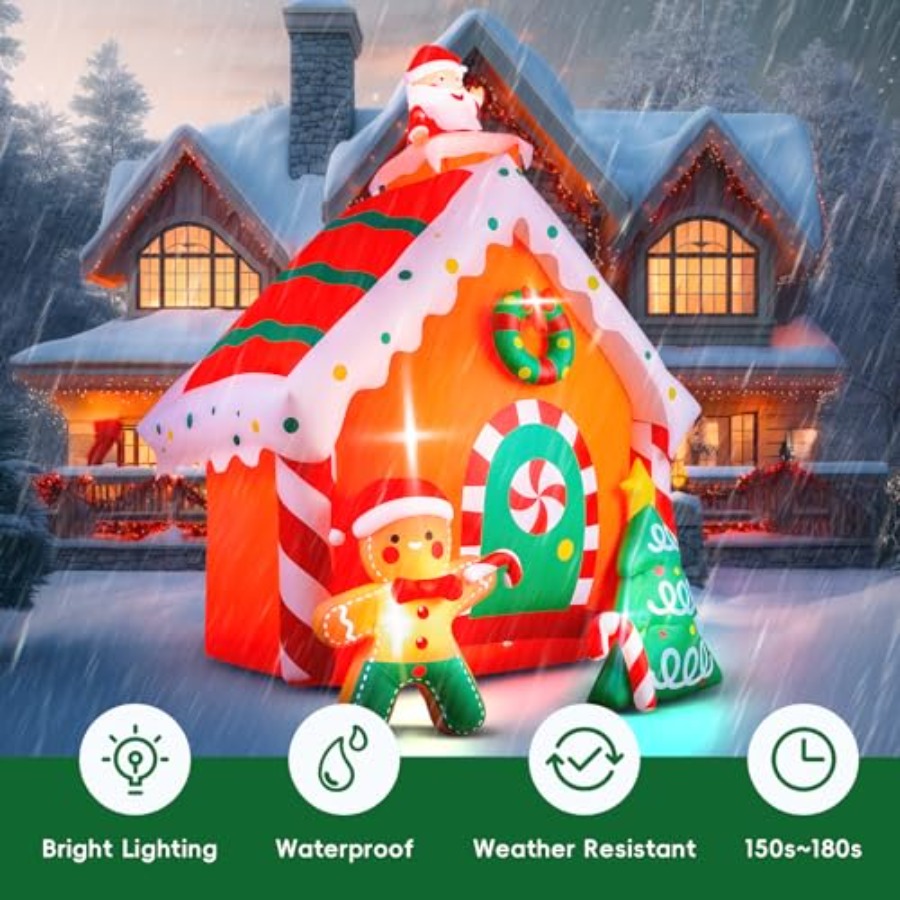 7.5 FT Tall Christmas Inflatab - Xmas Outdoor Lighting Decorations reseña y precio