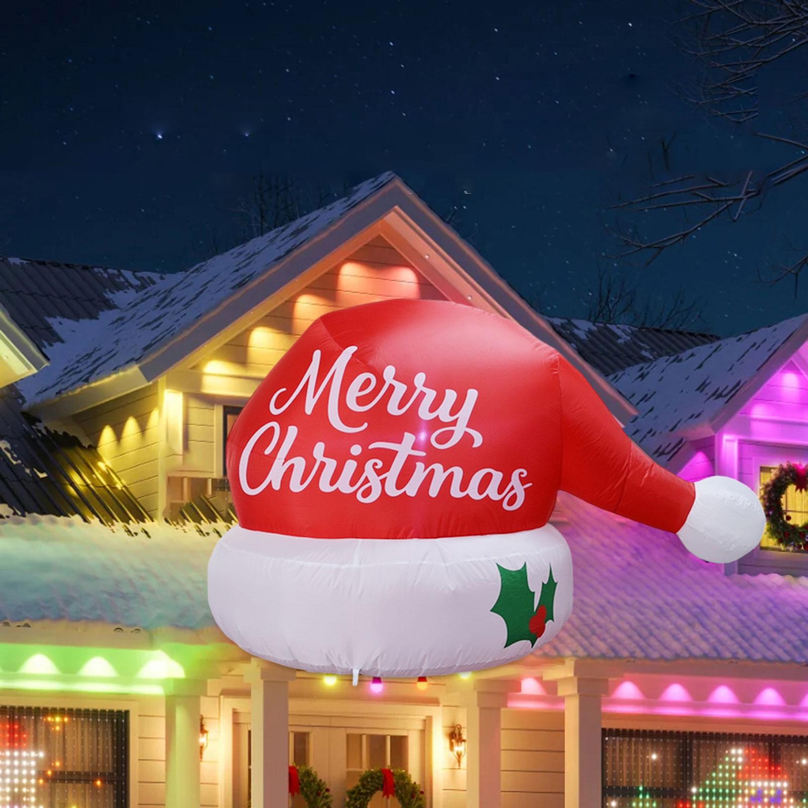 Giant Red Inflatable Xmas Hat  - Xmas Outdoor Lighting Decorations reseña y precio